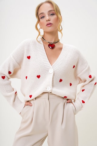 Gilet - Ecru et rouge