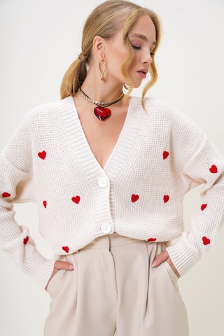 Gilet - Ecru et rouge