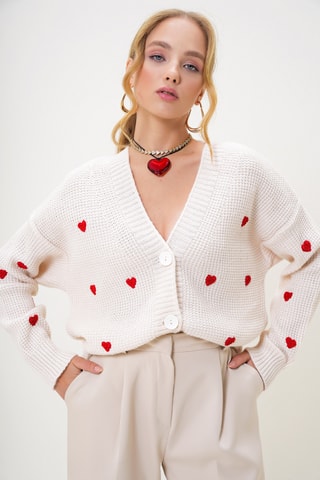 Gilet - Ecru et rouge