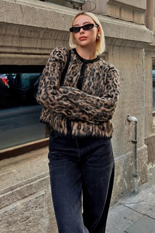 Veste en laine - Beige et noir