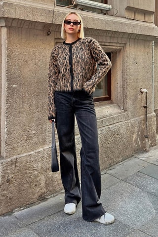 Veste en laine - Beige et noir