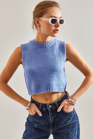 Pull court sans manches - Bleu cobalt