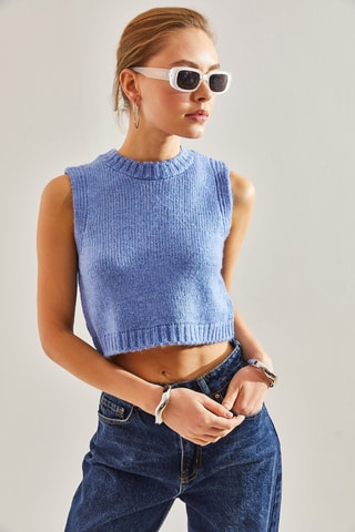 Pull court sans manches - Bleu cobalt