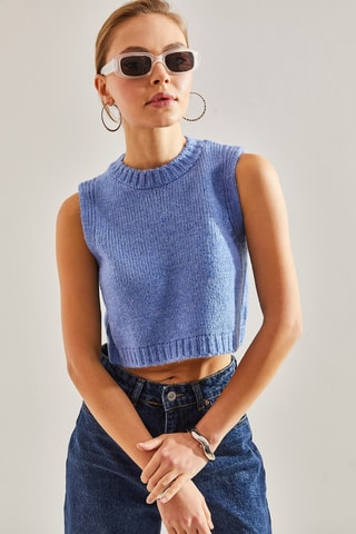 Pull court sans manches - Bleu cobalt