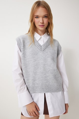 Pull sans manches - Gris chiné