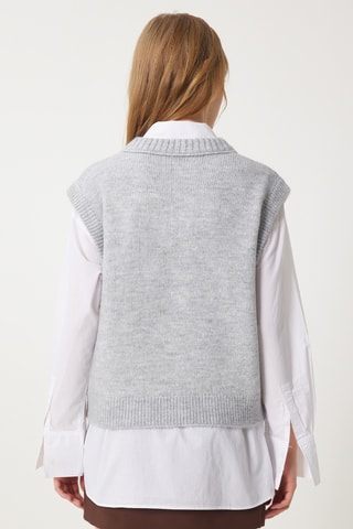 Pull sans manches - Gris chiné