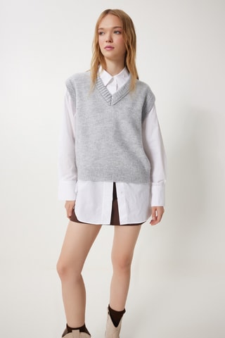 Pull sans manches - Gris chiné