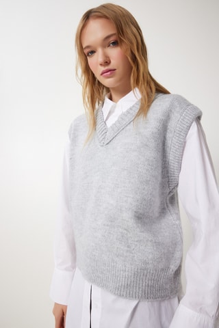 Pull sans manches - Gris chiné