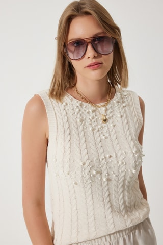 Pull sans manches - Ecru