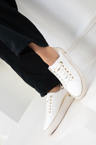 Baskets plateformes - Blanc et doré