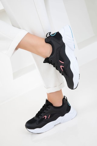 Baskets plateformes - Noir et rose