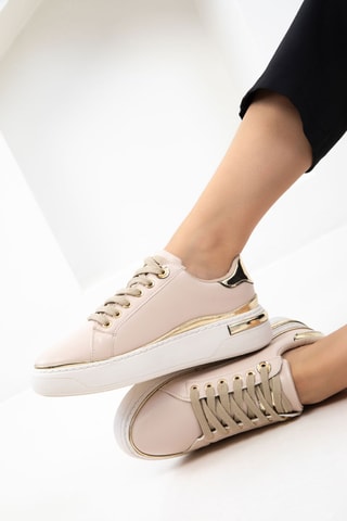 Baskets plateformes - Rose poudré et beige