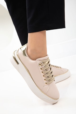 Baskets plateformes - Rose poudré et beige