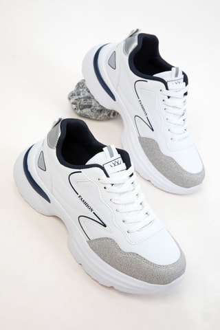 Baskets plateformes - Blanc et bleu marine