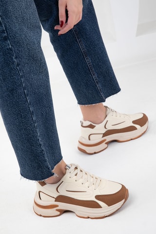 Baskets plateformes - Beige et marron