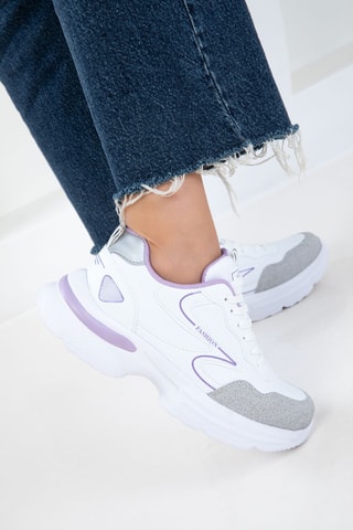 Baskets plateformes - Blanc et mauve