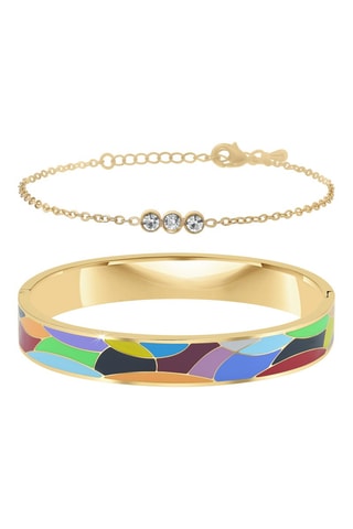 Pulseira e pulseira rígida banhada a ouro fino amarelo