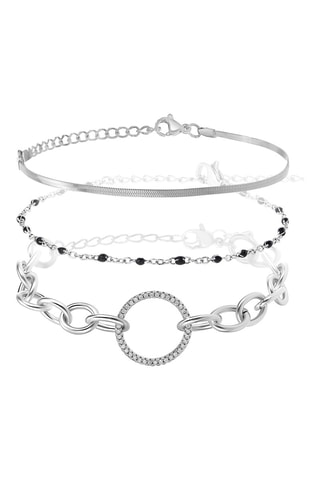 3 pulseiras banhadas a ouro fino branco