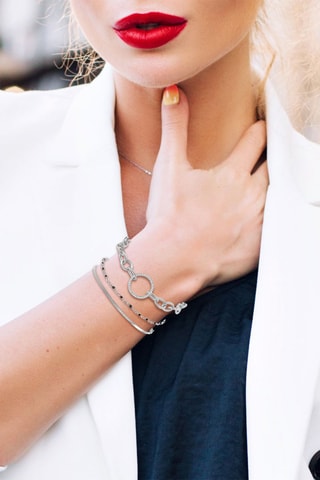 3 pulseiras banhadas a ouro fino branco