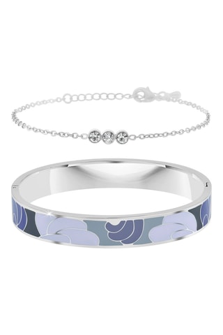 Pulseira e pulseira rígida - Prateado e malva