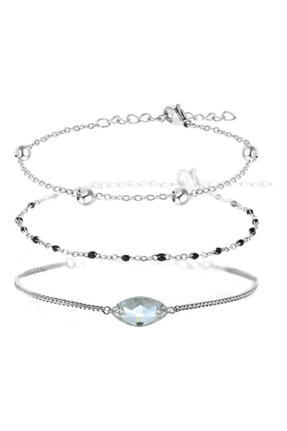 3 pulseiras - Prateado e azul-claro