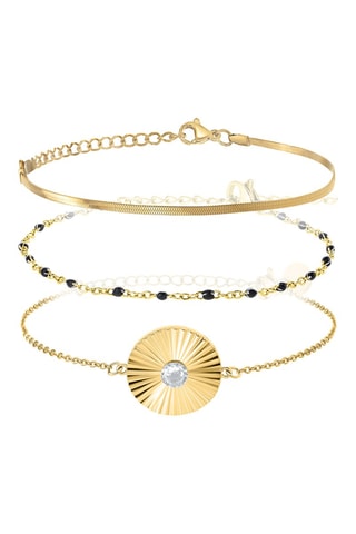 3 pulseiras banhadas a ouro fino amarelo