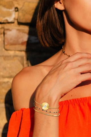 3 pulseiras banhadas a ouro fino amarelo