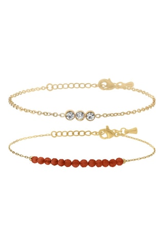 2 pulseiras banhadas a ouro fino amarelo - Aventurina