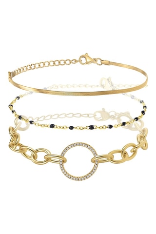 3 pulseiras banhadas a ouro fino amarelo