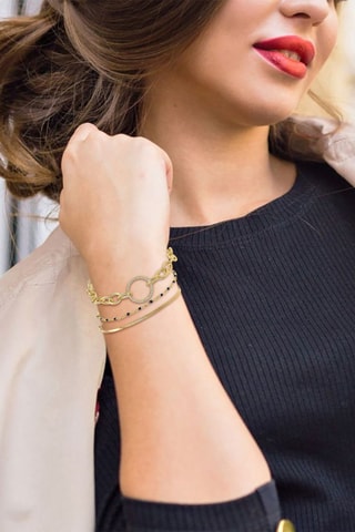 3 pulseiras banhadas a ouro fino amarelo