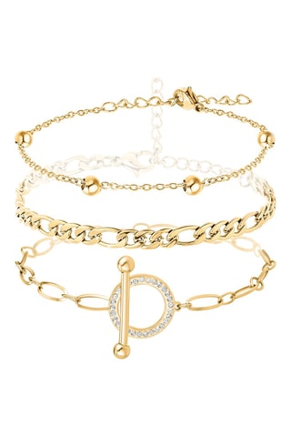 3 pulseiras banhadas a ouro fino amarelo
