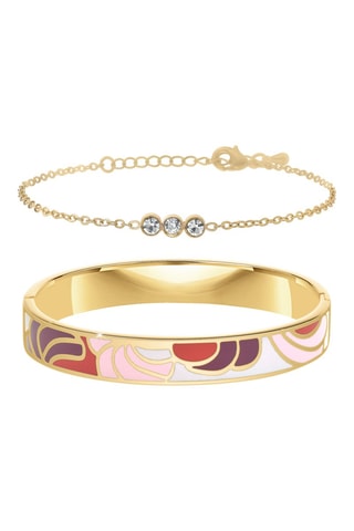 Pulseira e pulseira rígida banhada a ouro fino amarelo