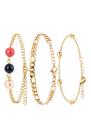 3 pulseiras banhadas a ouro fino amarelo