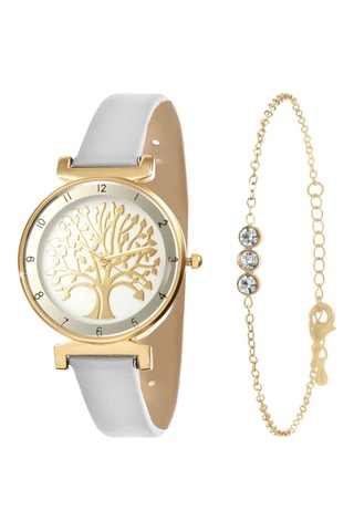 Coffret relógio de quartzo em couro sintético e pulseira