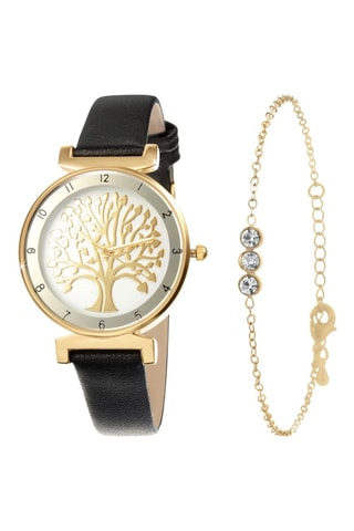 Coffret relógio de quartzo em couro sintético e pulseira