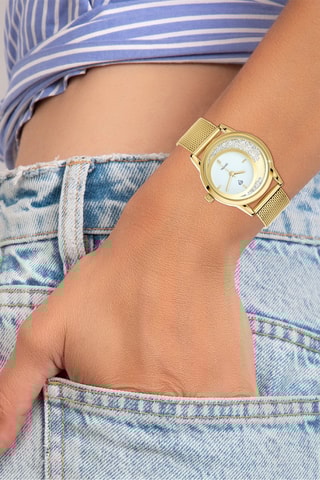 Relógio de quartzo em metal - Dourado