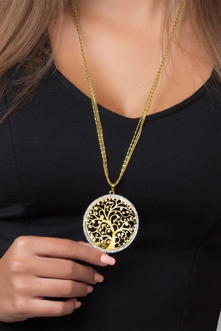 Colar comprido banhado a ouro fino amarelo