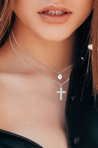 Colar corrente dupla - Prateado