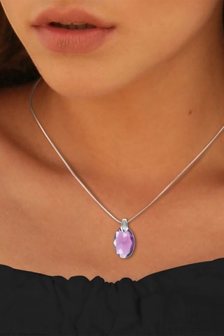 Colar com 3 pendentes - Cinzento, branco e violeta