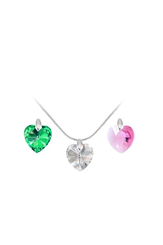 Colar com 3 pendentes - Verde e rosa