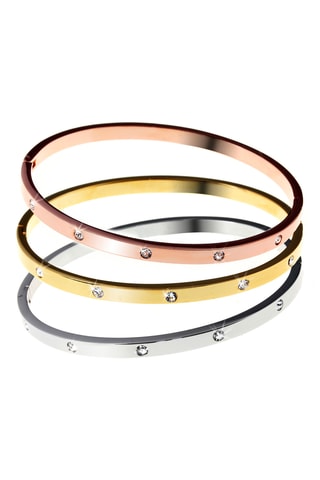3 pulseiras rígidas - Prateado, dourado e dourado-rosa