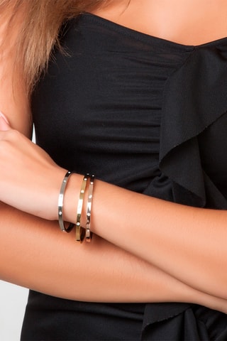 3 pulseiras rígidas - Prateado, dourado e dourado-rosa