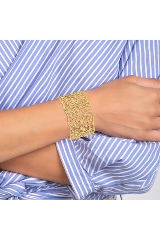 Pulseira aberta folheada a ouro fino amarelo