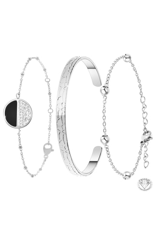 2 pulseiras e pulseira rígida - Prateado