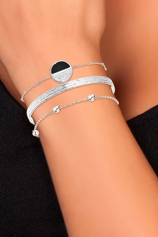 2 pulseiras e pulseira rígida - Prateado