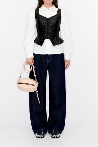 Borsa a tracolla in pelle d’agnello - Rosa