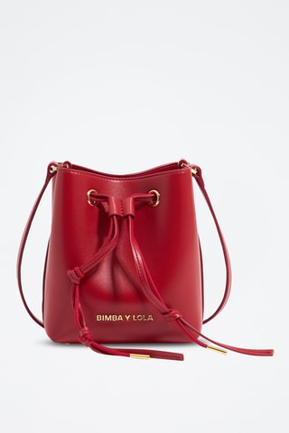 Borsa a secchiello in pelle - Rosso