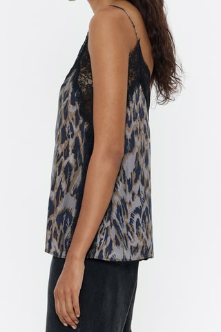 Top bimateriale - Grigio chiaro e navy