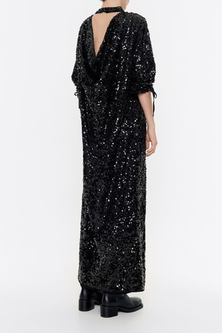 Abito lungo in paillettes - Nero