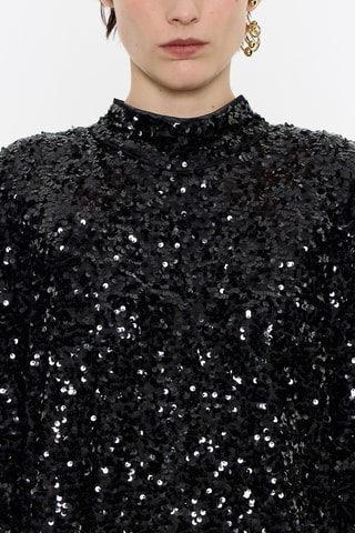 Abito lungo in paillettes - Nero